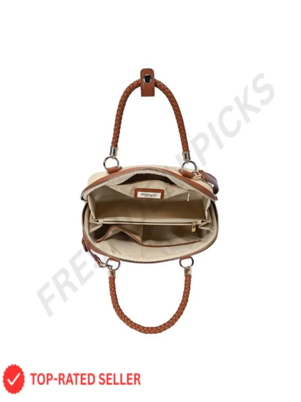 Vegan Leather Satchel Handbag with Top Handle and Crossbody Strap